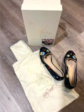 Charlotte Olympia Abstract Kitty Velvet  Loafers Slip On Women's US 7.5 RARE